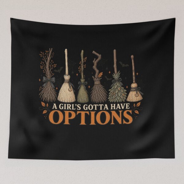 Item preview, Witch Broom Options Folk Halloween Art designed and sold by AMICO77.