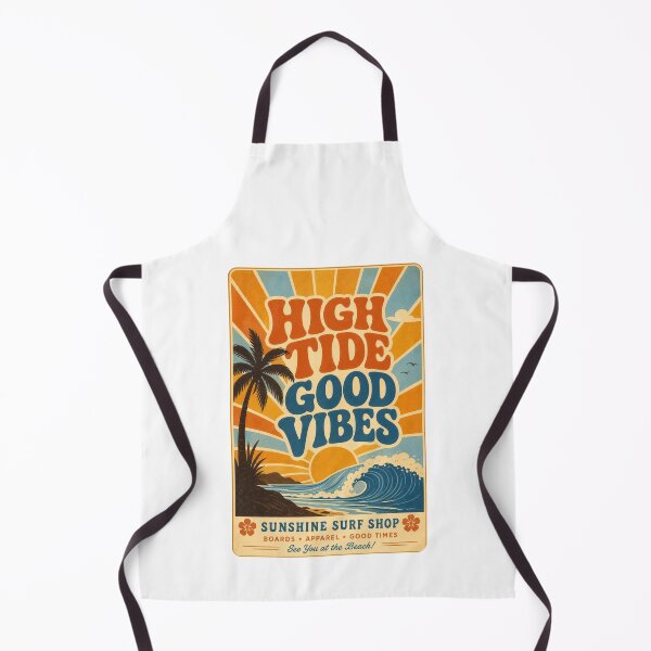 Item preview, High Tide Good Vibes Retro 70s Surf Poster Art Print Tee Sticker Beach Summer Gift designed and sold by sharifex.