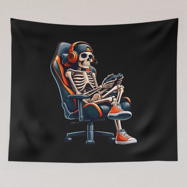 Item preview, Skeleton Gamer in Chair with Controller designed and sold by OlyvieArt.