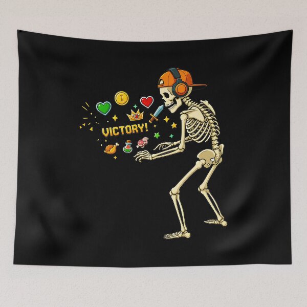 Item preview, Skeleton Gamer Victory Arcade Retro designed and sold by OlyvieArt.