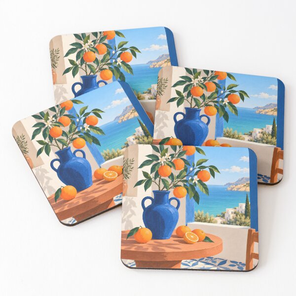 Item preview, Mediterranean Orange Vase – Coastal Still Life designed and sold by Jaani-T.