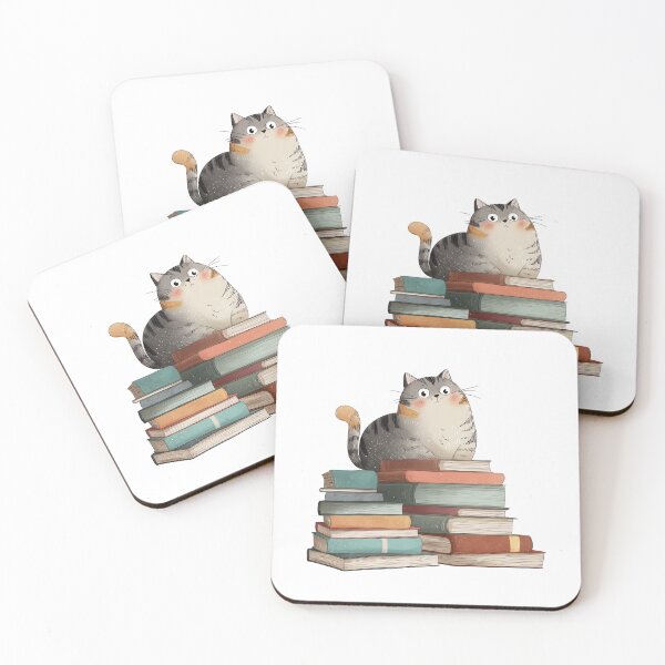 Item preview, Bookish Cat on a Stack of Books designed and sold by ArtFairy38.