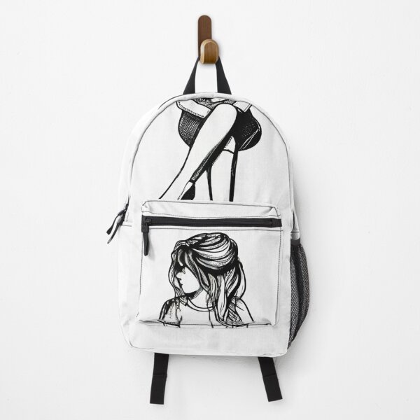 Item preview, Black and white woman sitting position with long hair looking a side  designed and sold by wallartofmio.