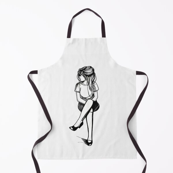 Item preview, Black and white woman sitting position with long hair looking a side  designed and sold by wallartofmio.