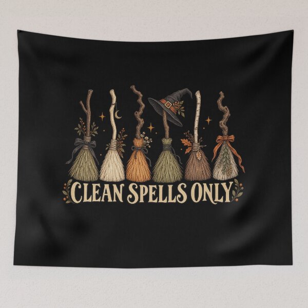 Item preview, Clean Spells Only Witch Broom Collection designed and sold by AMICO77.