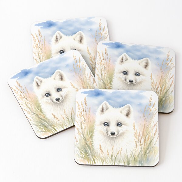 Item preview, Cute Watercolor Arctic Fox in Meadow Grass designed and sold by Hackl20.
