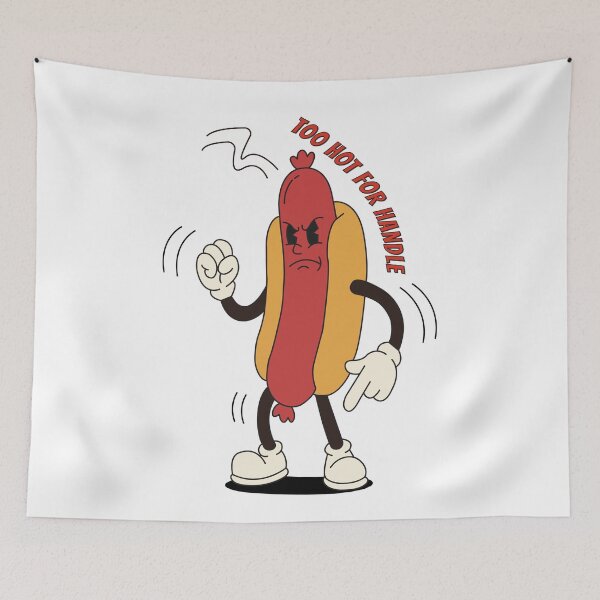 Artikelvorschau, Vintage Retro Hot Dog Mascot - Too Hot For Handle entworfen und verkauft von KozbiDesign.