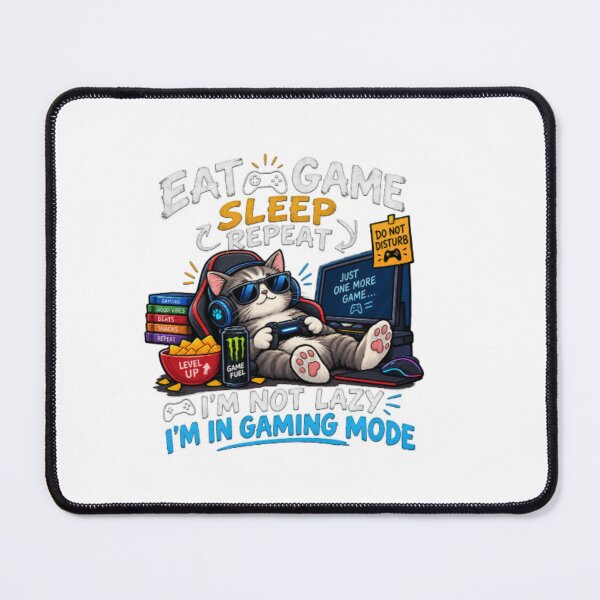 Item preview, I’m Not Lazy I’m in Gaming Mode – Funny Gamer Cat designed and sold by Slyguy88.