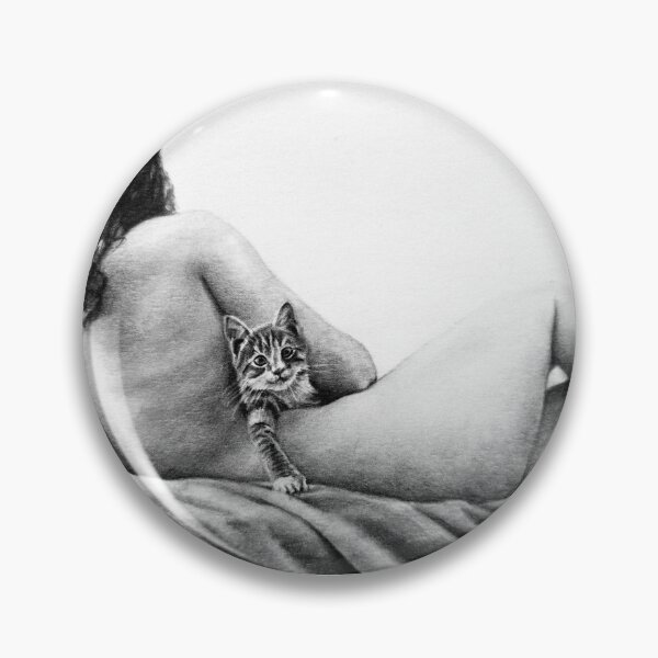 Item preview, Innocence and Intimacy - Pencil Sketch of Woman and Kitten designed and sold by BoyanVBart.