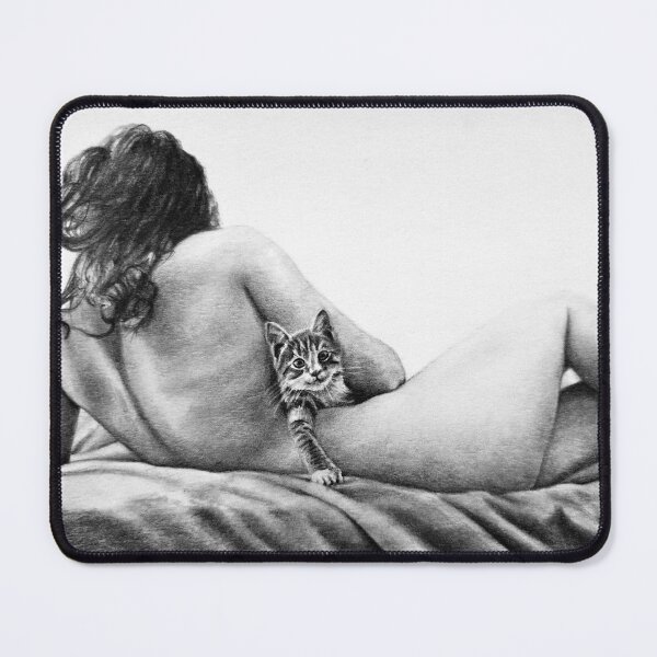 Item preview, Innocence and Intimacy - Pencil Sketch of Woman and Kitten designed and sold by BoyanVBart.