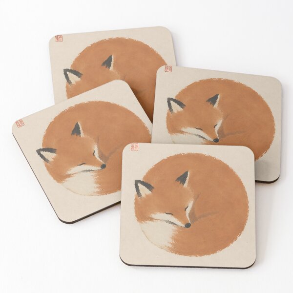Item preview, Sleeping Red Fox Japanese Watercolor Art designed and sold by artswag.