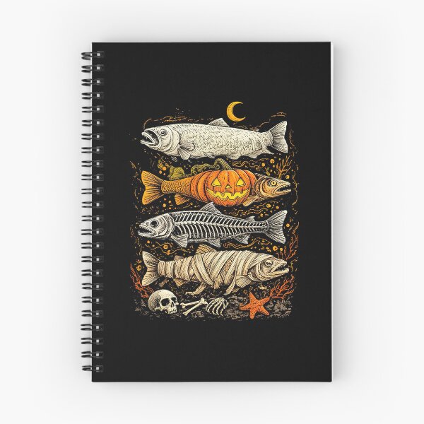 Item preview, Halloween Fishing Ghost Pumpkin Skeleton Fish designed and sold by ellapaintcoast.