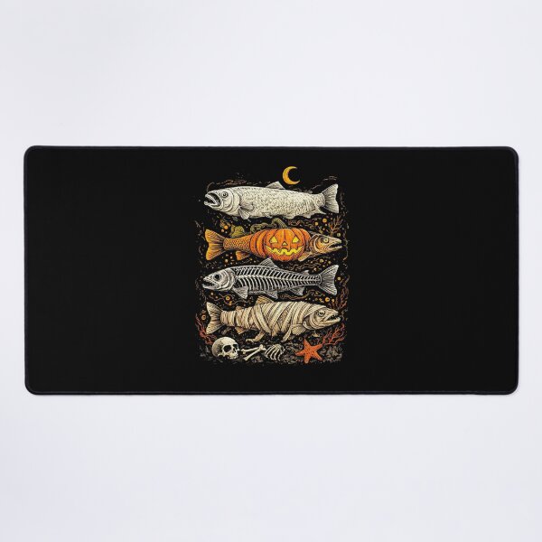 Item preview, Halloween Fishing Ghost Pumpkin Skeleton Fish designed and sold by ellapaintcoast.
