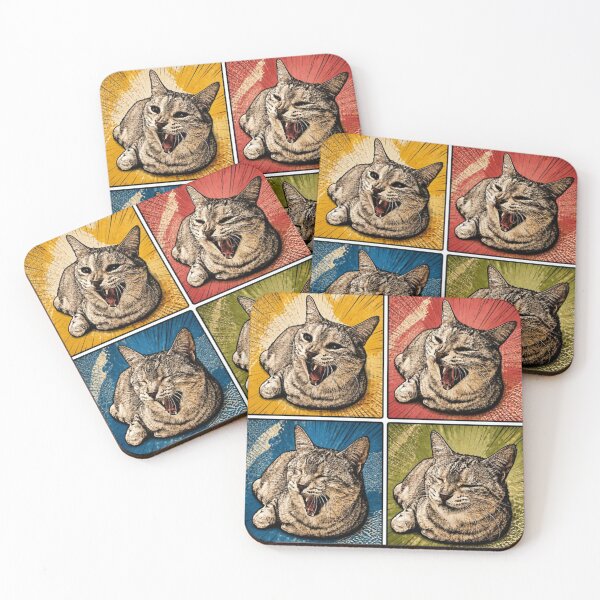 Item preview, Japanese Retro Pop Art Cat Yawn 4 Stages designed and sold by IchinoseAkihiro.