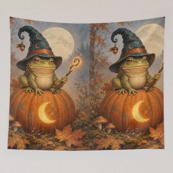 Item preview, The Little Frog Wizard – Magical Halloween Pumpkin designed and sold by LuluLeb.