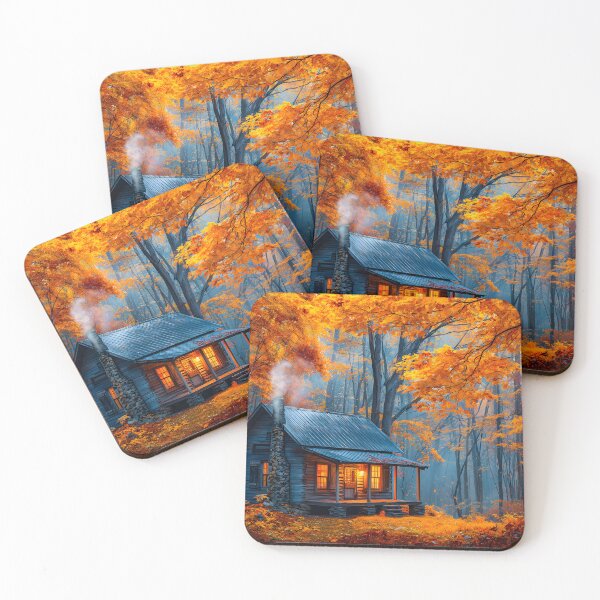 Item preview, Cozy Cabin Surrounded by Autumn Foliage designed and sold by Artessie.
