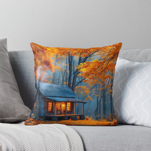 Item preview, Cozy Cabin Surrounded by Autumn Foliage designed and sold by Artessie.