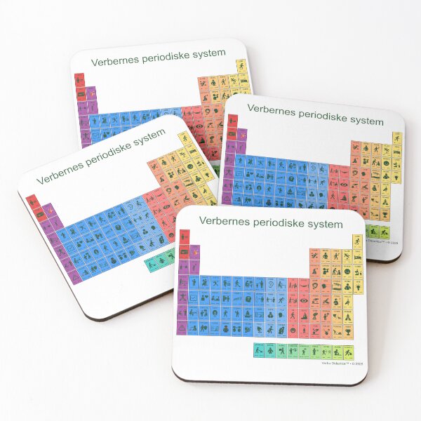 Item preview, Danish playful visual periodic table of verbs - green letters designed and sold by VerbaDidactica.