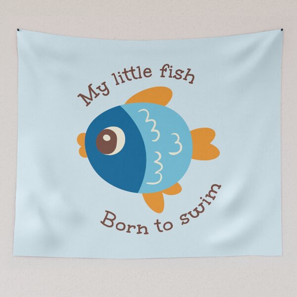 Item preview, My Little Fish - Cute Blue Fish Illustration designed and sold by Drawings Project.