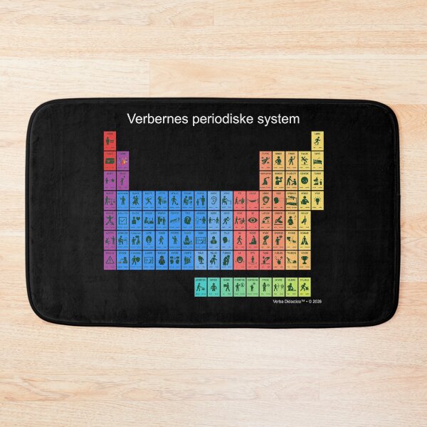 Item preview, Danish playful visual periodic table of verbs - white letters designed and sold by VerbaDidactica.
