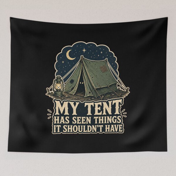 Item preview, My Tent Has Seen Things It Shouldn't Have Shirt, Funny Camping T-Shirt, Outdoor Humor Tee, Funny Camper Gift Shirt, Vintage Camping Graphic designed and sold by TshirtsLabs.
