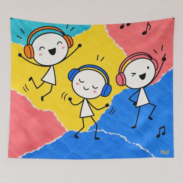 Item preview, Happy Fynky Kids Dancing Together designed and sold by Qenlo.