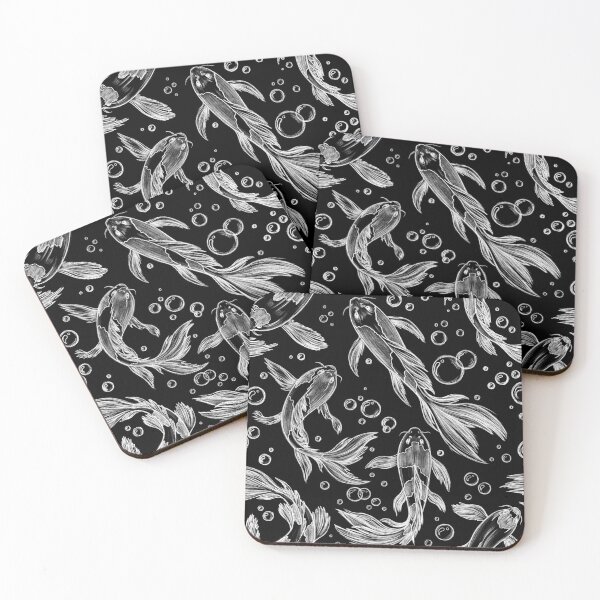 Item preview,  Koi fish, "Yin-Yang with Koi Carp": Japanese carp, waves, Zen tattoo-style design; vintage fish, sketch, fishing. designed and sold by ArtbySvetik.