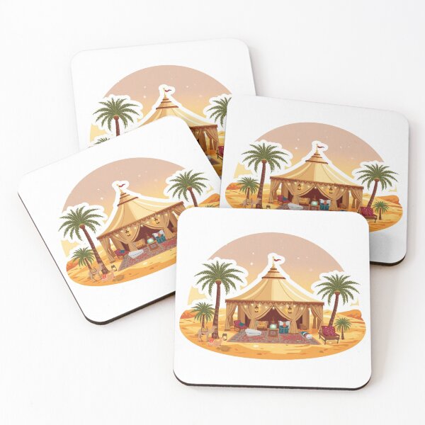 Item preview, Luxury Desert Tent with Palm Trees & Camels | Arabian Desert Glamping Art designed and sold by Pandey14.