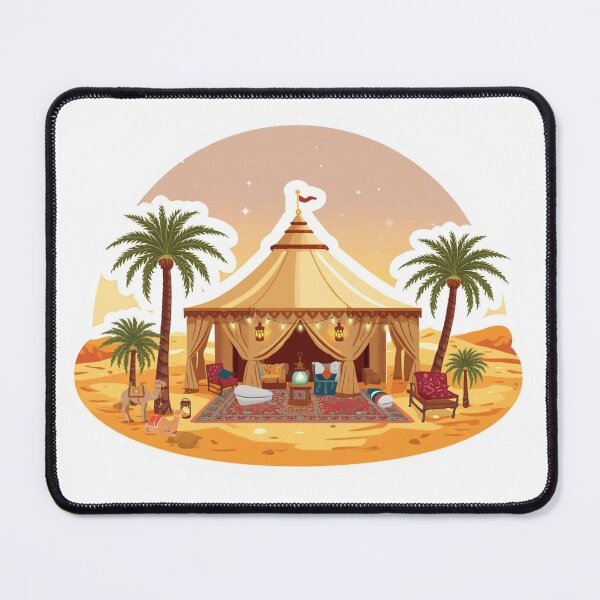 Item preview, Luxury Desert Tent with Palm Trees & Camels | Arabian Desert Glamping Art designed and sold by Pandey14.