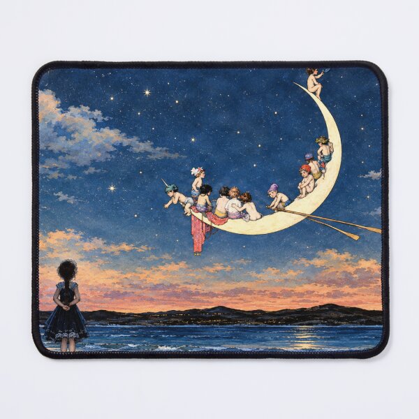 Item preview, Fantasy Wall Art, The Moon's First Voyage, William Heath Robinson Vintage Illustration designed and sold by RickE.