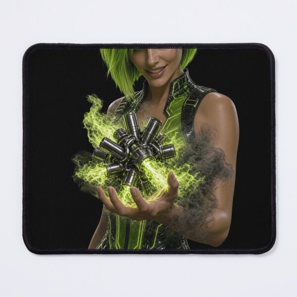Item preview, Nitro Master Toxic Green Flame Cyberpunk Girl Portrait designed and sold by EvolutionMerch.