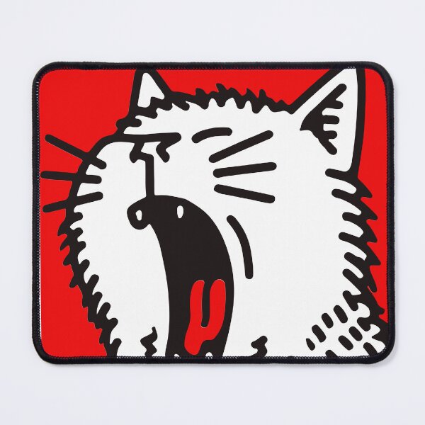 Item preview, Funny Yawning Cat - Monday Mood Funny Screaming White Cat On Red designed and sold by ABRAKADABRA!.