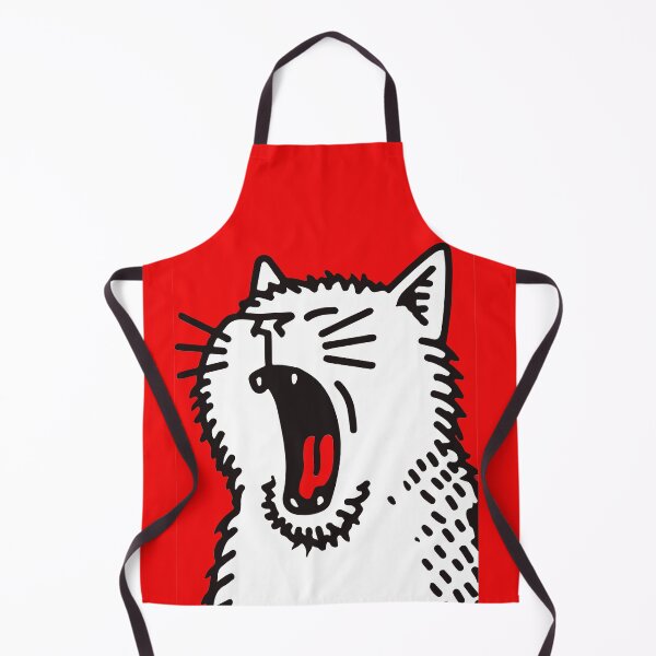 Item preview, Funny Yawning Cat - Monday Mood Funny Screaming White Cat On Red designed and sold by ABRAKADABRA!.