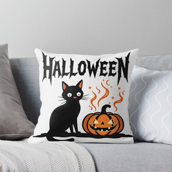 Item preview, halloween cat and Jack o lantern cute cartoon designed and sold by Panya-Design.