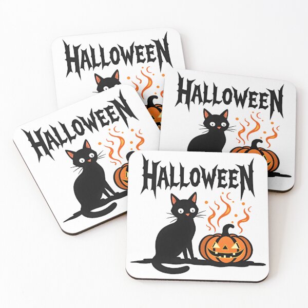 Item preview, halloween cat and Jack o lantern cute cartoon designed and sold by Panya-Design.