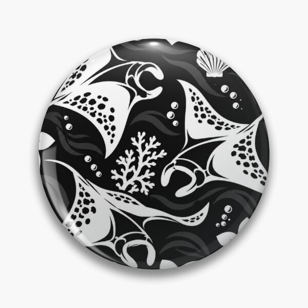 Item preview, Black Manta Hawaiian Ocean – Tropical Plumeria & Coral Pattern designed and sold by Plus91BIRD.