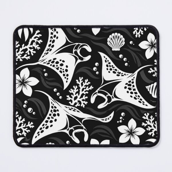 Item preview, Black Manta Hawaiian Ocean – Tropical Plumeria & Coral Pattern designed and sold by Plus91BIRD.