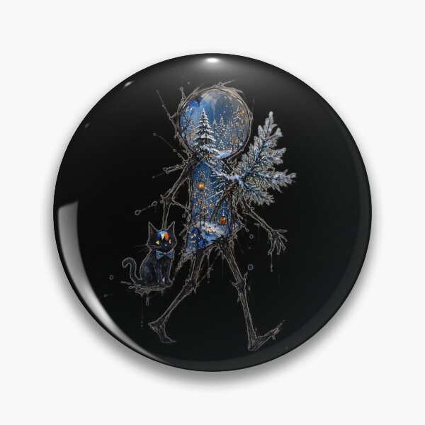 Item preview, Ink Splash Shadow Figure Winter Forest Black Cat Art designed and sold by LujziWorld.