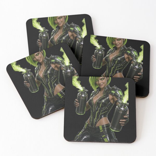 Item preview, Nitro Master Toxic Green Flame Cyberpunk Girl Portrait designed and sold by EvolutionMerch.