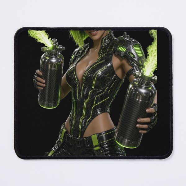 Item preview, Nitro Master Toxic Green Flame Cyberpunk Girl Portrait designed and sold by EvolutionMerch.
