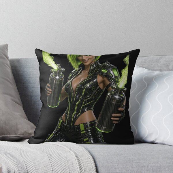 Aperçu de l'œuvre Portrait de fille cyberpunk Nitro Master Toxic Green Flame créée et vendue par EvolutionMerch.