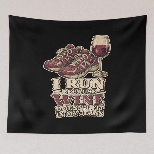Item preview, I Run Because Wine Doesn't Fit In My Jeans Shirt, Funny Running T-Shirt, Runner Humor Tee, Funny Marathon Gift Shirt, Vintage Running Graphic designed and sold by TshirtsLabs.