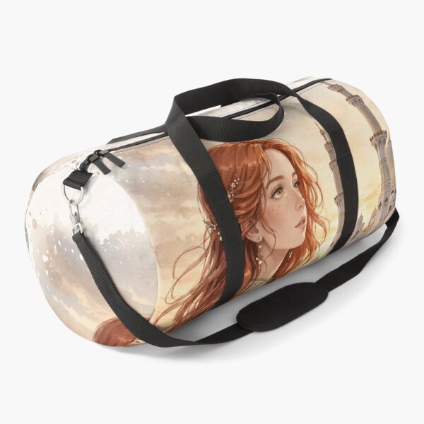 Item preview, United Arab Emirates Abu Dhabi Sheikh Zayed Grand Mosque with an Elegant Redhead Traveler in White and Gold Dress, Sunset Reflections and Grand Architecture designed and sold by DibujandoPorfa.