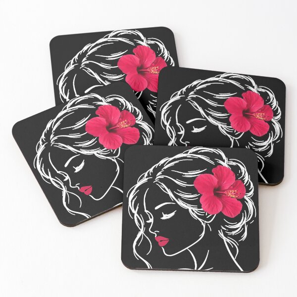 Item preview, Dreamy Girl Face Exotic Hibiscus White Black Shapes Mania designed and sold by Shapes-Mania.