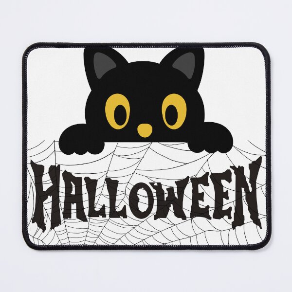 Item preview, Professionally Spooky – Cute Black Cat Peeking Over Spider Web, Kawaii Halloween designed and sold by AMBAYK.
