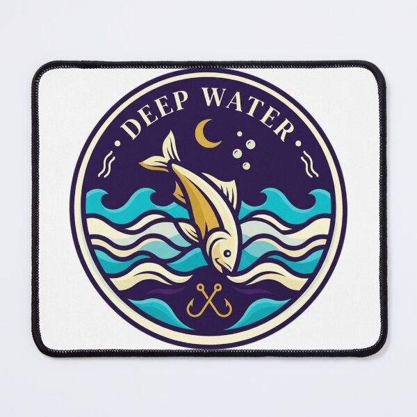 Item preview, Deep Water Fishing Night Ocean Vintage Badge designed and sold by mood-draftsman.