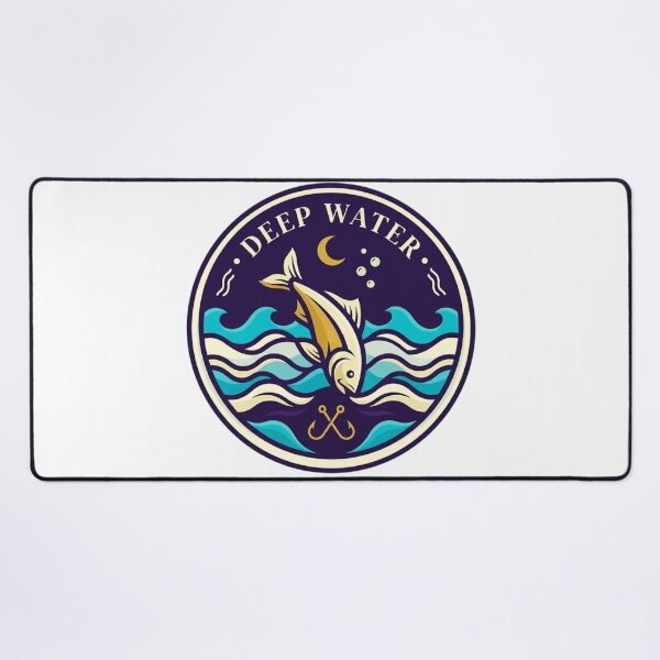 Item preview, Deep Water Fishing Night Ocean Vintage Badge designed and sold by mood-draftsman.