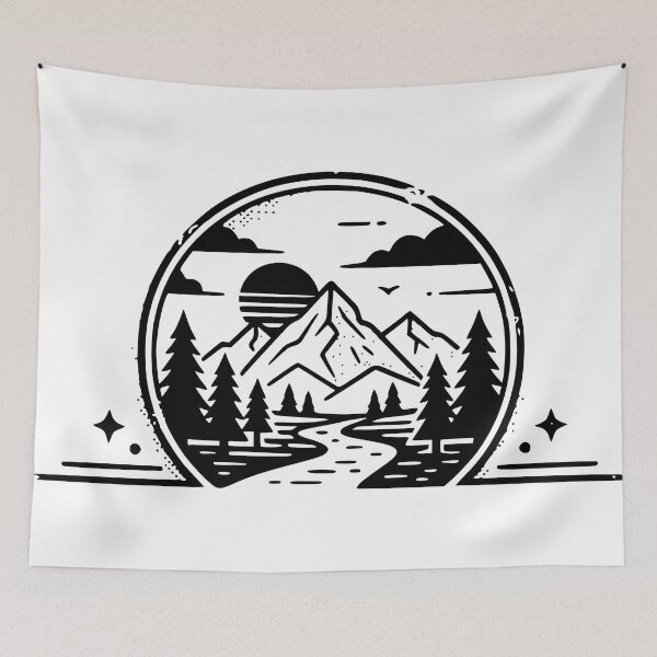 Item preview, Vintage Mountain Wilderness Lake Landscape Tshirt and Sticeker designed and sold by Billium Halder.