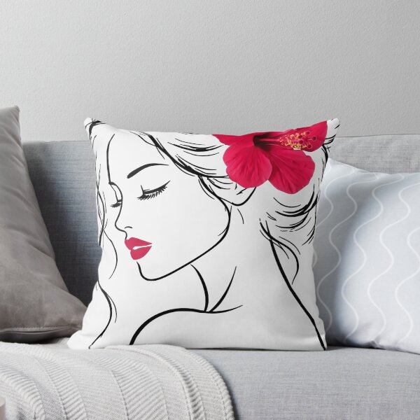 Item preview, Dreamy Girl Face Exotic Hibiscus White Black 2 Shapes Mania designed and sold by Shapes-Mania.