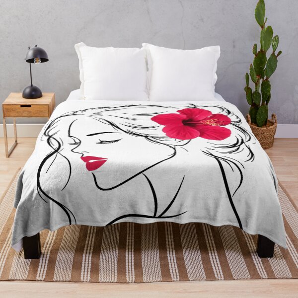 Item preview, Dreamy Girl Face Exotic Hibiscus White Black 2 Shapes Mania designed and sold by Shapes-Mania.